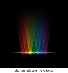 Iridescent flashes with light beams. Vector illustration EPS10
