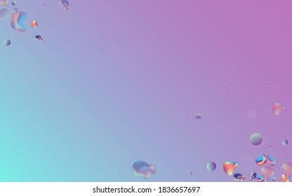 Iridescent Fluid Fashion Vector Blue Background. Trendy Liquid Template. Neon Plastic Elements Banner. Light Minimal Pattern.