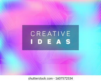Iridescent flyer neon hologram texture vector background. Liquid abstract blur splashes backdrop. Tech neon holographic gradient template for flyer design.