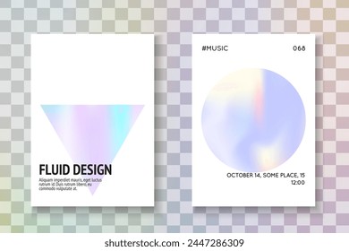 Iridescent Foil. Plastic Vector. Blue Spectrum Label. Vintage Concept. Business Retro Template. Gradient Background. Color Mesh. Violet Iridescent Foil