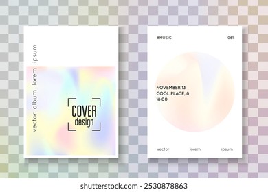 Folha Iridescente. Malha Arco-Íris. Rótulo de Espectro Rosa. Forma de Néon. Tela digital. Folheto Retrô Colorido. Design de plástico. Folha Iridescente Azul