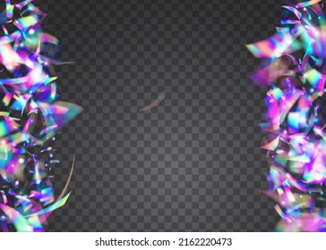 Iridescent Glare. Disco Design. Bokeh Tinsel. Surreal Foil. Fiesta Art. Holographic Background. Laser Prismatic Backdrop. Violet Metal Sparkles. Purple Iridescent Glare