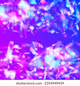 Iridescent Glare. Metal Element. Holiday Art. Bokeh Texture. Cristal Tinsel. Party Christmas Decoration. Glamour Foil. Violet Shiny Effect. Pink Iridescent Glare