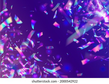 Iridescent Glare. Rainbow Effect. Laser Element. Hologram Confetti. Bright Foil. Pink Blur Sparkles. Holiday Art. Shiny Multicolor Backdrop. Purple Iridescent Glare