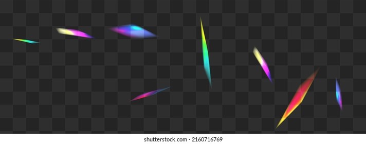 Iridescent Glare Vector Transparent Panoramic Background. Shine Spectrum Laser Template. Gradient Glitter Dreamy Illustration. Holo Metal Glitch Border.