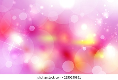 Iridescent glitter empty background. Pink blue lilac bokeh defocused texture. Confetti abstract template. Sparkles blur illustration.