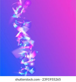 Iridescent Glitter. Falling Texture. Bokeh Effect. Pink Metal Background. Fiesta Foil. Disco Banner. Surreal Art. Retro Christmas Template. Blue Iridescent Glitter