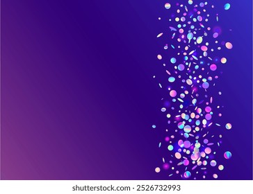 Glitter iridescente. Ilustração colorida brilhante. Feliz Padrão. Poeira Moderna. Efeito Arco-íris. Azul 3d Tinsel. Banner digital. Carnaval estourado. Brilho Iridescente Roxo