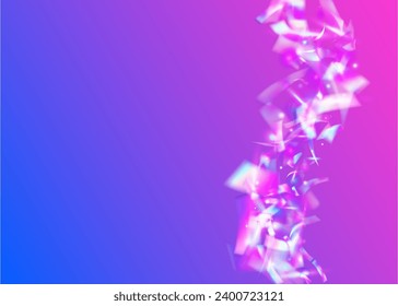 Iridescent Glitter. Purple Laser Background. Falling Tinsel. Party Design. Blur Festival Illustration. Hologram Sparkles. Bright Foil. Glamour Art. Pink Iridescent Glitter