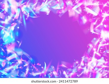 Iridescent Glitter. Transparent Background. Modern Art. Metal Christmas Sunlight. Cristal Glare. Pink Blur Sparkles. Surreal Foil. Shiny Flare. Violet Iridescent Glitter