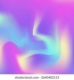 Iridescent Gradient. Abstract Texture. Chrome Cover. Pink Pop Texture. Metal Effect. Shiny Minimalist Invitation. Hologram Background. Fashion Flyer. Violet Iridescent Gradient