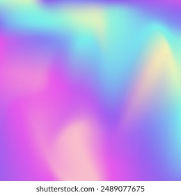 Iridescent Gradient. Hologram Texture. Blue Blur Texture. Digital Cover. Plastic Flyer. Soft Banner. Pearlescent Background. Retro Spectrum Template. Pink Iridescent Gradient