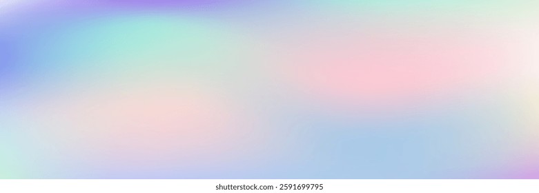 Iridescent Gradient. Hologram Texture. Violet Shiny Background. Unicorn Flyer. Retro Futuristic Template. Metalic Card. Holographic Background. Pop Design. Blue Iridescent Gradient