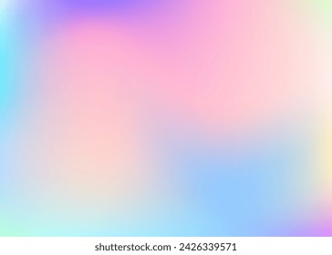 Irisierender Farbverlauf. Holografischer Hintergrund. Chrome Mesh. Glänzendes Design. Abstrakte Textur. Weiche minimalistische Vorlage. Lila Neon Hintergrund. In: Modern Fluid. Blauschillernder Farbverlauf