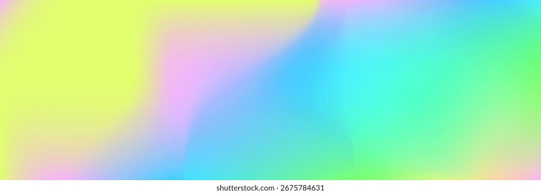 Gradiente Iridescente. Textura holográfica. Ilustração Geométrica de Néon. Flyer Arco-Íris. Fundo de desfoque psicodélico. Fluido de metal. Holograma de fundo. Superfície brilhante. Gradiente Azul Iridescente