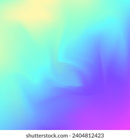 Iridescent Gradient. Neon Vector. Hologram Texture. Blue Shiny Texture. Liquid Cover. Pop Futuristic Brochure. Kawaii Fluid. Abstract Background. Purple Iridescent Gradient