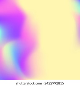 Unberührter Geist. Perleszierende Textur. violetter Metallhintergrund. Weiches Konzept. Hologramm-Hintergrund. Trendy Fluid. Metallpapier. Neon Holografie Illustration. Violett-Iridescent-Gradient