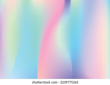 Iridescent Gradient. Pop Design. Hipster Paper. Pink Shiny Background. Holographic Texture. Pearlescent Texture. Retro Multicolor Brochure. Unicorn Light. Blue Iridescent Gradient