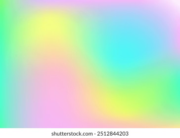 Irisierender Farbverlauf. Minimalistischer Hintergrund rückgängig machen. Hippie-Pop-Hintergrund. Regenbogenkarte. Metallnetz. Unscharfes Bild. Hologramm Textur. Abstrakte Textur. Grüner irisierender Farbverlauf