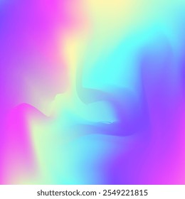 Iridescent Gradient. Shiny Geometric Illustration. Hologram Texture. Blur Concept. Holographic Background. Graphic Light. Pink Metal Background. Girlie Cover. Purple Iridescent Gradient