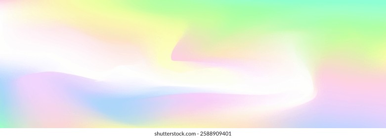 Iridescent Gradient. Soft Minimalist Template. Pop Card. Psychedelic Blur Background. Abstract Texture. Neon Image. Holographic Background. Trendy Light. Blue Iridescent Gradient