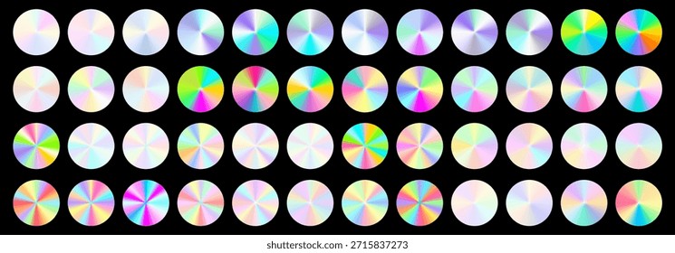 Irisierende Farbverlauf-Swatch-Serie mit subtilem metallischem Glanz. Jede swatch holografische Oberfläche verschiebt die Farbe, indem raffinierte holografische Schönheit.