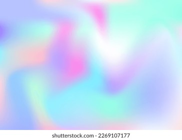 Iridescent Gradient. Vibrant Card. Retro Geometric Invitation. Violet Neon Texture. Rainbow Light. Hologram Texture. Soft Pattern. Pearlescent Background. Purple Iridescent Gradient