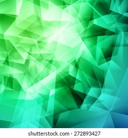Iridescent green background seamless pattern of polygonal