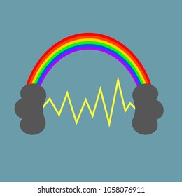 Iridescent headphones. Vector.