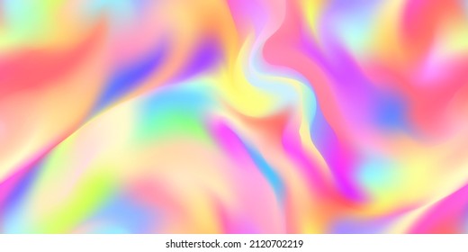 Iridescent holographic abstract rainbow seamless pattern  Vibrant background in 80s   90s style  Tie dye art gradient effect  Unicorn wallpaper  Fairy tale backdrop 