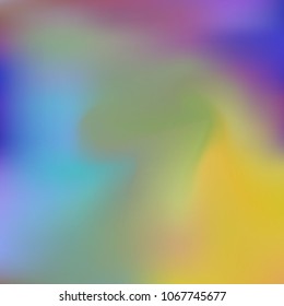 Iridescent holographic background. Foil rainbow texture. Abstract soft pastel colors backdrop. Trendy creative vector cosmic gradient. Vibrant print illustration. Creative neon template for banner.