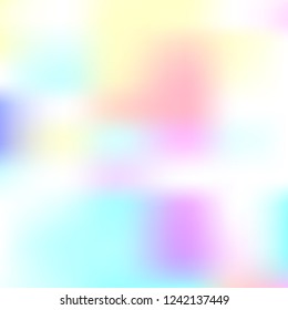 Iridescent holographic background. Foil rainbow texture. Abstract soft pastel colors backdrop. Trendy creative vector cosmic gradient. Vibrant print illustration. Creative neon template for banner.