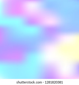 Iridescent holographic background. Foil rainbow texture. Abstract soft pastel colors backdrop. Trendy creative vector cosmic gradient. Vibrant print illustration. Creative neon template for banner.