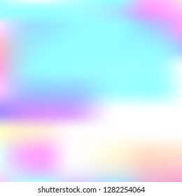 Iridescent holographic background. Foil rainbow texture. Abstract soft pastel colors backdrop. Trendy creative vector cosmic gradient. Vibrant print illustration. Creative neon template for banner.