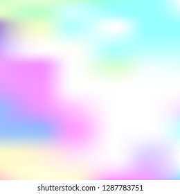 Iridescent holographic background. Foil rainbow texture. Abstract soft pastel colors backdrop. Trendy creative vector cosmic gradient. Vibrant print illustration. Creative neon template for banner.