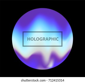 Iridescent holographic circle on dark background. 