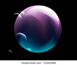 Iridescent holographic circle on dark background. 