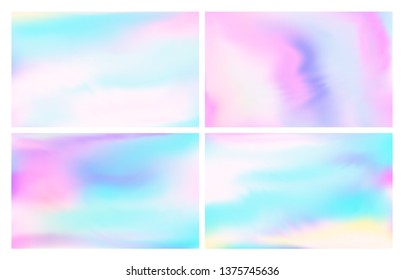 Iridescent holographic foil. Fantasy pastels sky, iridescent rainbows opal and magic colorful wallpaper vector illustration background