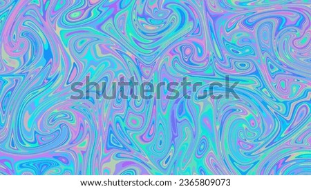 Iridescent holographic liquid paint texture with marbling effect. Abstract psychedelic background with polarization effect with vibrant neon pastel colors. Trendy design for cover, flyer and poster