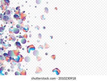 Iridescent Holography Minimal Vector Transparent Background. Shape Bubble Brochure. Holographic Abstract Fluid Banner. Neon Splash Pattern.
