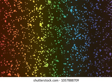 Iridescent horizontal background with multi-colored blots on a black surface. Vector.