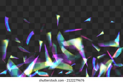 Iridescent Kaleidoscope Vector Transparent Background. Shiny Lens Abstract Brochure. Gradient Cristal Glamour Branch. Holo Isolated Glints Illustration.
