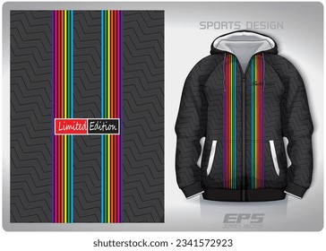 iridescent light in black wavy pattern design, illustration, textile background for sports t-shirt, football jersey shirt mockup for football club. consistent front view