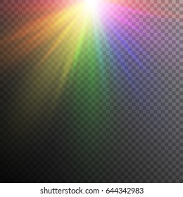 Iridescent light effect on a transparent backdrop. Background with bright rainbow colors.