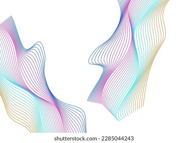 Iridescent Line Background White Vector. Context Template. Multicolored Wave Soft. Blend Spiritual Texture. Rainbow Infinity Curve.