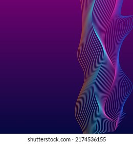 Iridescent Mesh Background Violet Vector. Knot Illustration. Multicolored Contour Motion. Futuristic Ribbon Texture. Gradient Spiritual.
