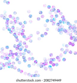 Iridescent paillettes confetti placer vector illustration. Luxury lustering tinsel elements party glitter top view. Christmas confetti scatter shiny background.