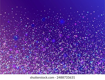 Iridescent Paper. Light Isolated Cristals. Purple Glare Glitter. Holographic Confetti. Modern Banner. Laser Pattern. Neon Sparkle. Cristal Poster. Blue Iridescent Paper