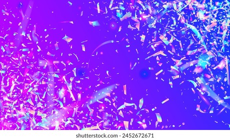 Iridescent Paper. Rainbow Tinsel. Laser Colourful Explosion. Cristal Design. 3d Concept. Transparent Serpentine. Falling Dust. Blue Glare Confetti. Pink Iridescent Paper