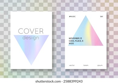 Iridescent Pattern. Isolated White Backdrop. Modern Vector. Blue Minimal Cover. Geometry Foil. Geometric Texture. Plastic Effect. Purple Iridescent Pattern